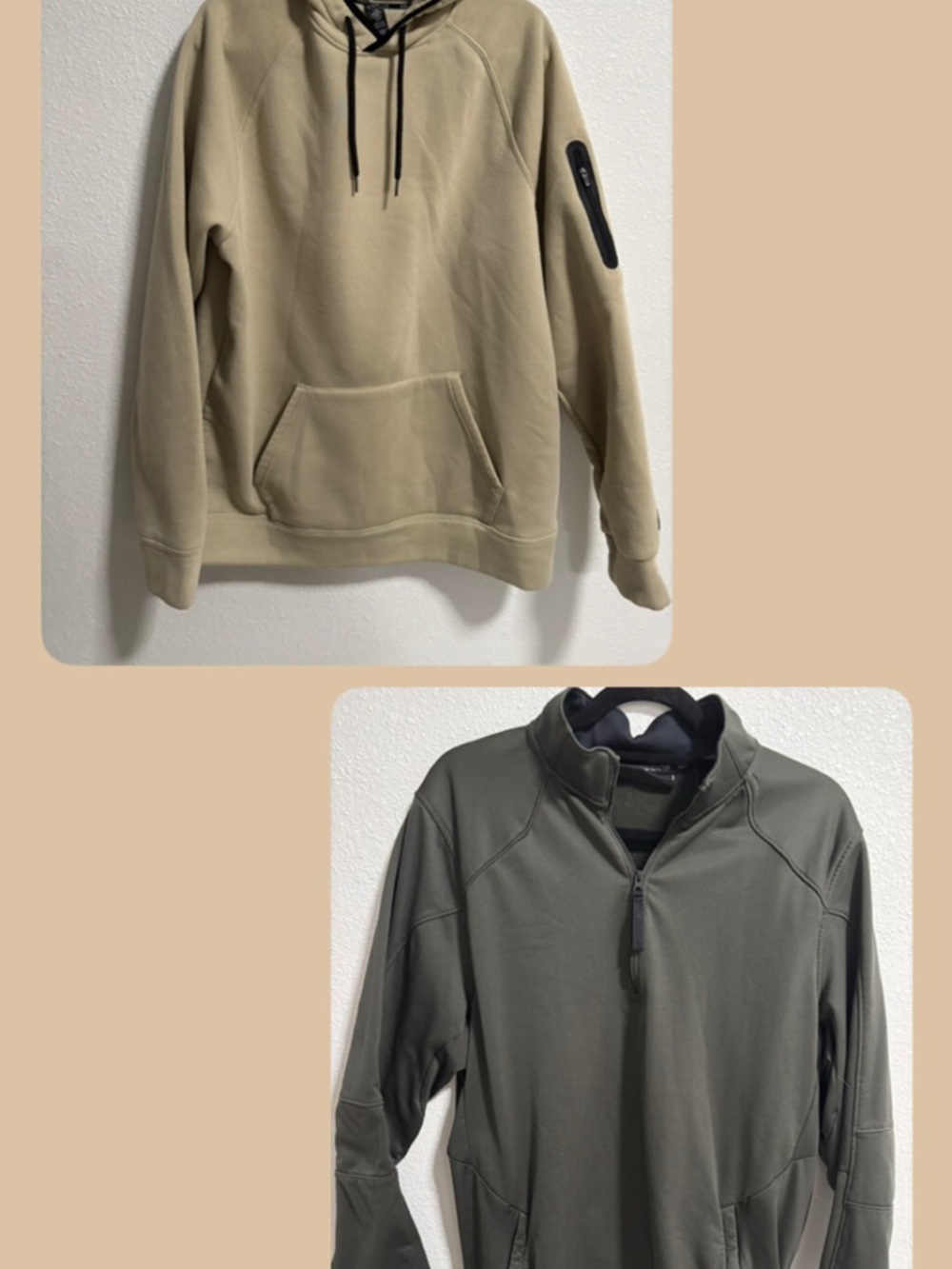 Men's Performance Hooded Pullover Jacket - Tan